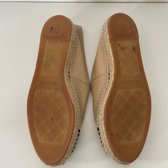 Chanel Espadrilles 14B Beige & black leather size 38 - Picture 9 of 12